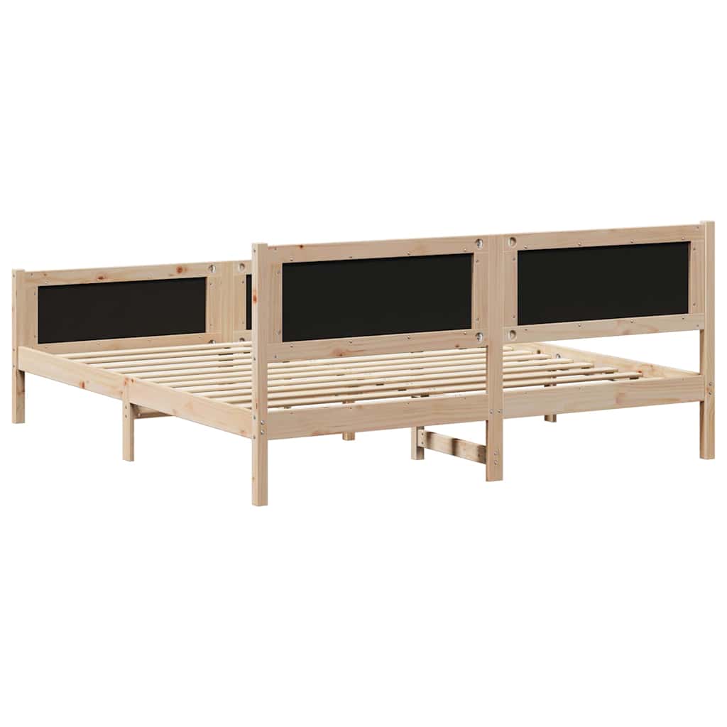 Cadre de lit Marron et noir 180 x 200 cm Bois massif en pin - XIOS