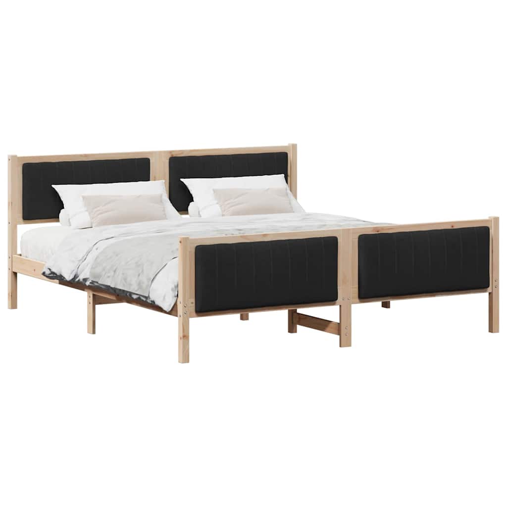 Cadre de lit Marron et noir 180 x 200 cm Bois massif en pin - XIOS