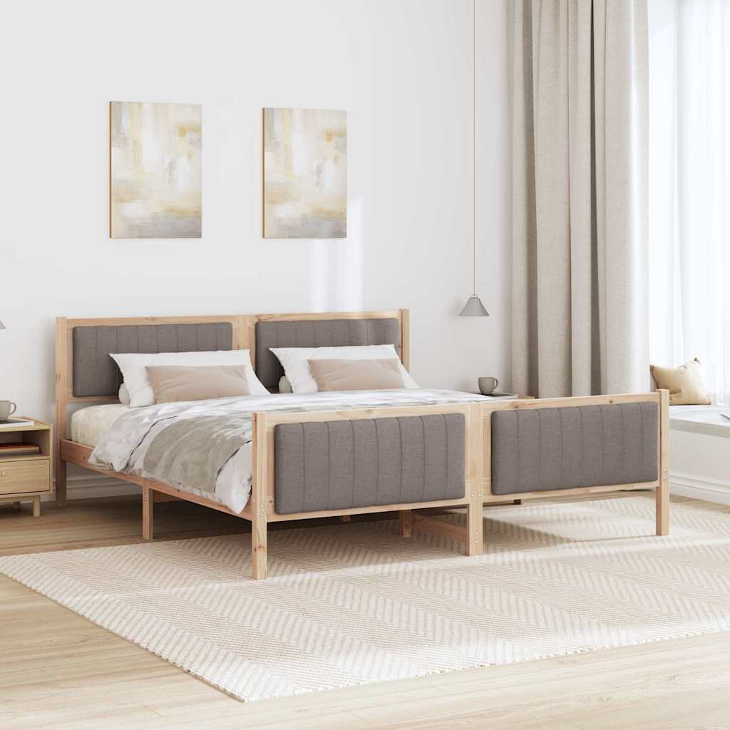 Cadre de lit Marron et taupe 180 x 200 cm Bois massif en pin - XIOS