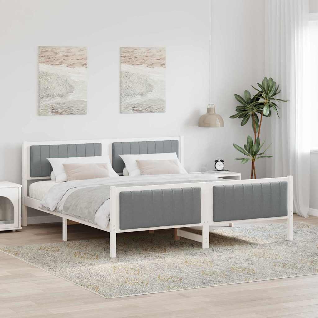 Cadre de lit avec tête de lit Blanc et gris clair 180 x 200 cm - XIOS
