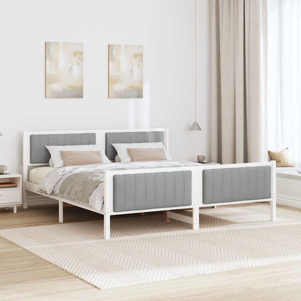 Cadre de lit avec tête de lit Blanc et gris clair 180 x 200 cm - XIOS
