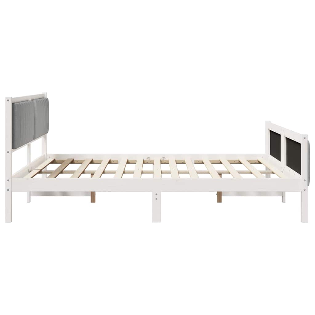 Cadre de lit avec tête de lit Blanc et gris clair 180 x 200 cm - XIOS