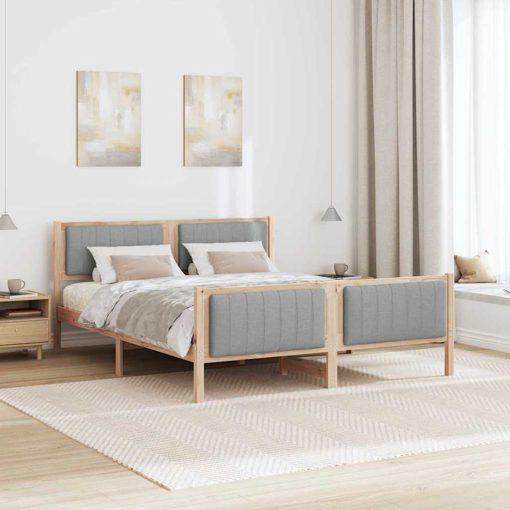Cadre de lit avec tête de lit Marron et gris clair 160 x 200 cm - XIOS