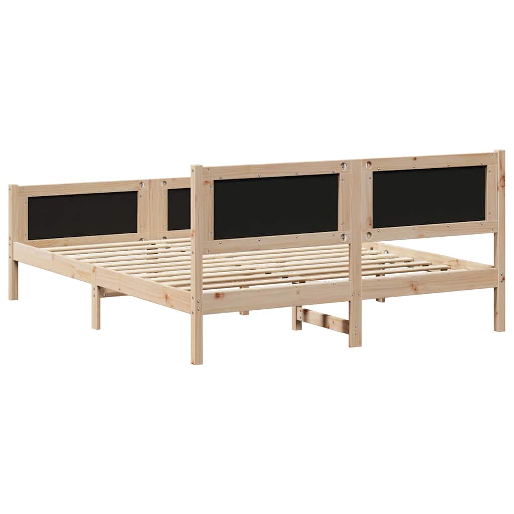 Cadre de lit avec tête de lit marron et gris foncé 160 x 200 cm - XIOS