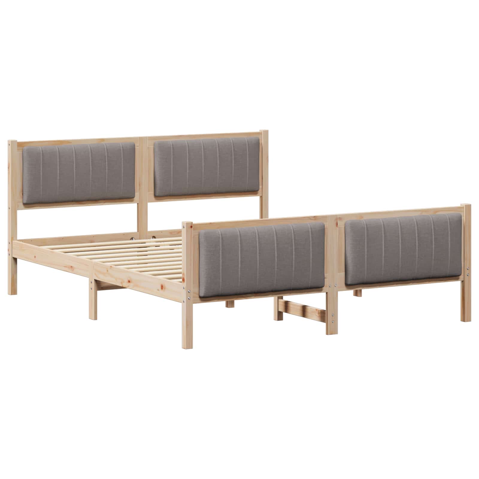 Cadre de lit Marron et taupe 160 x 200 cm Bois massif en pin - XIOS
