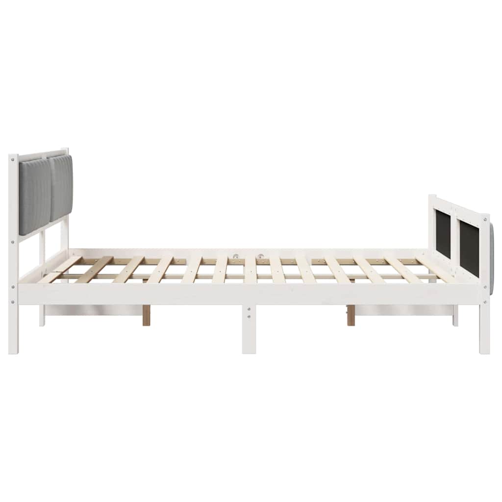 Cadre de lit avec tête de lit Blanc et gris clair 160 x 200 cm - XIOS
