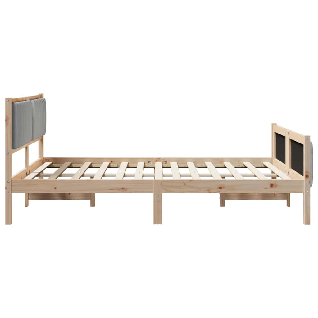 Cadre de lit avec tête de lit Marron et gris clair 150 x 200 cm - XIOS
