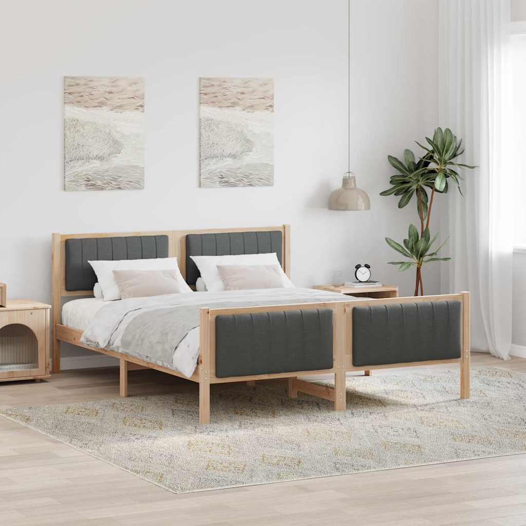 Cadre de lit avec tête de lit marron et gris foncé 150 x 200 cm - XIOS