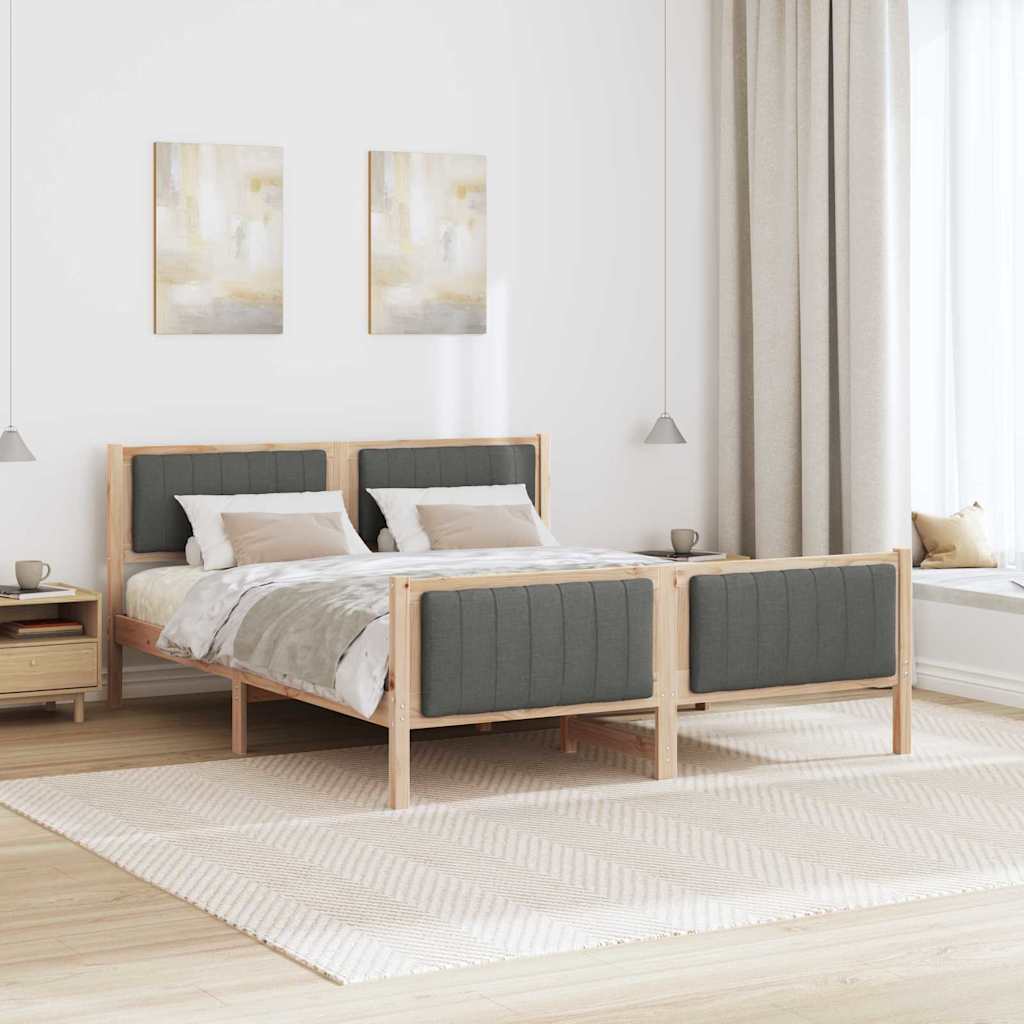 Cadre de lit avec tête de lit marron et gris foncé 150 x 200 cm - XIOS