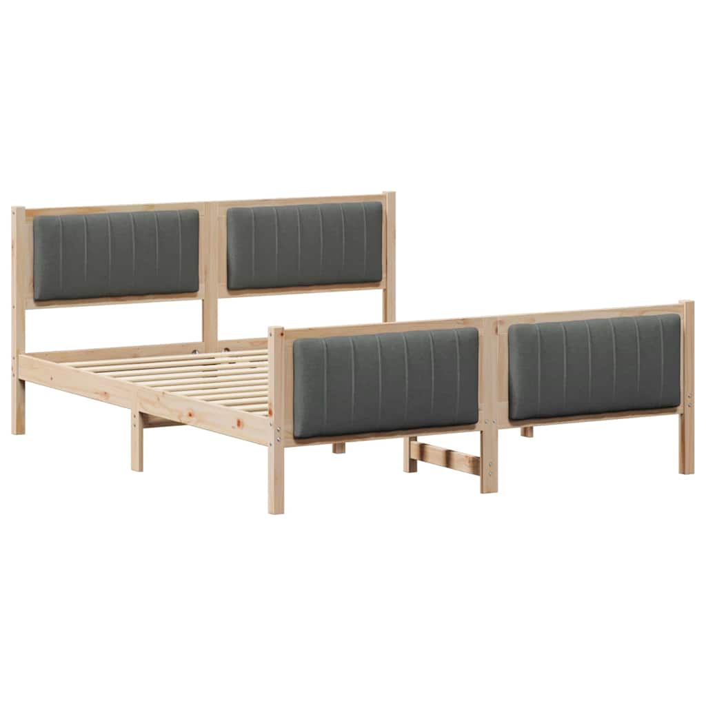 Cadre de lit avec tête de lit marron et gris foncé 150 x 200 cm - XIOS