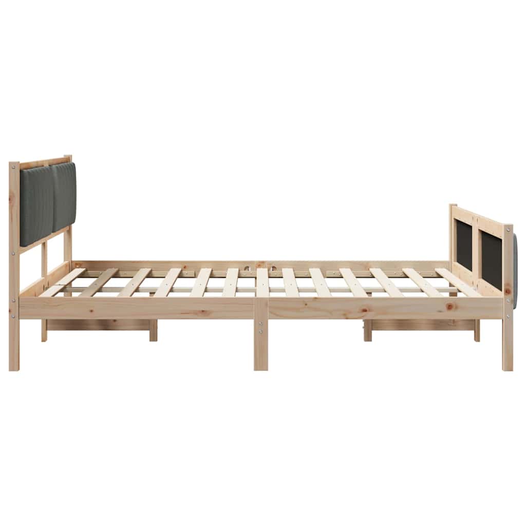 Cadre de lit avec tête de lit marron et gris foncé 150 x 200 cm - XIOS