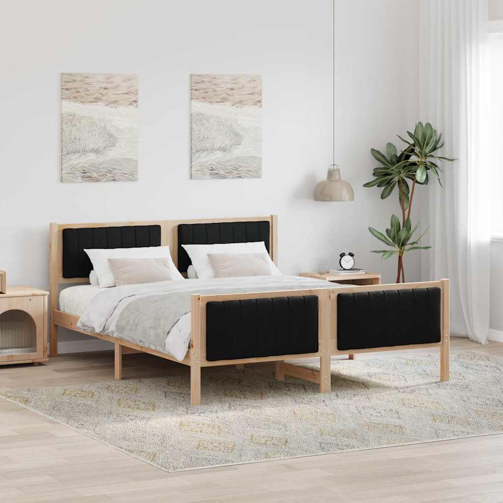 Cadre de lit Marron et noir 150 x 200 cm Bois massif en pin - XIOS