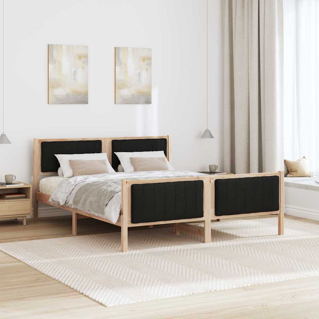 Cadre de lit Marron et noir 150 x 200 cm Bois massif en pin - XIOS