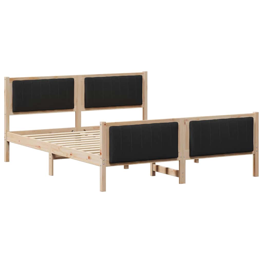 Cadre de lit Marron et noir 150 x 200 cm Bois massif en pin - XIOS