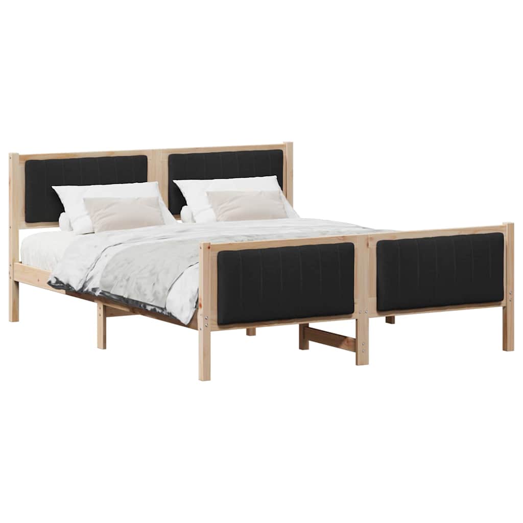 Cadre de lit Marron et noir 150 x 200 cm Bois massif en pin - XIOS