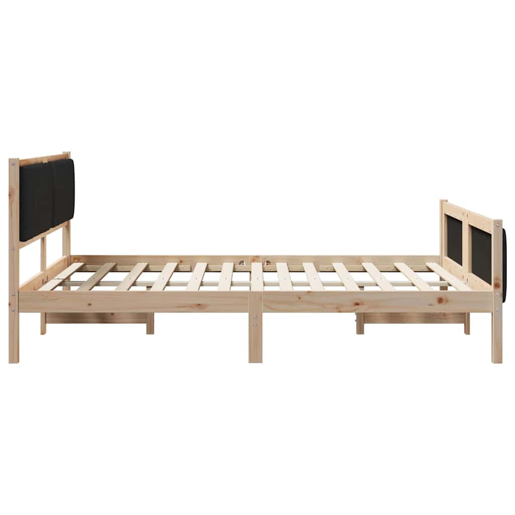 Cadre de lit Marron et noir 150 x 200 cm Bois massif en pin - XIOS