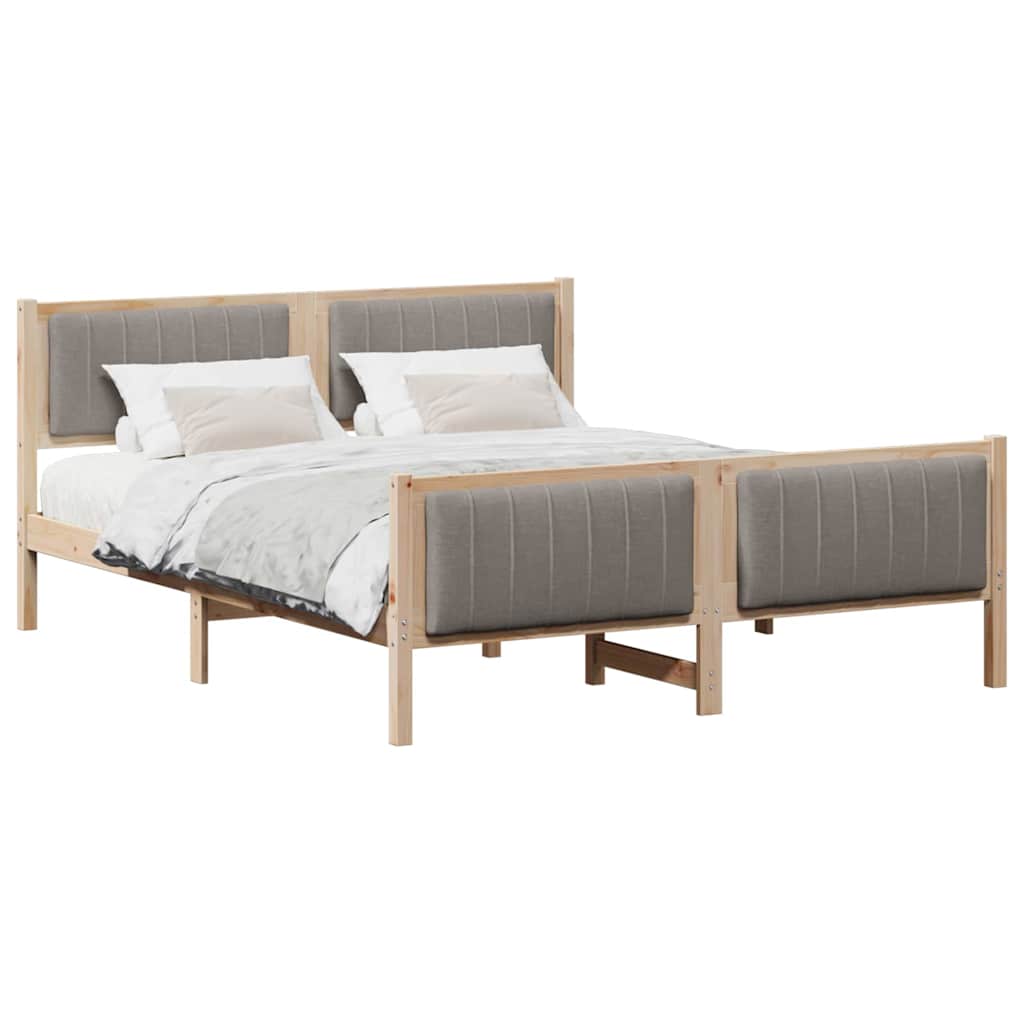 Cadre de lit Marron et taupe 150 x 200 cm Bois massif en pin - XIOS