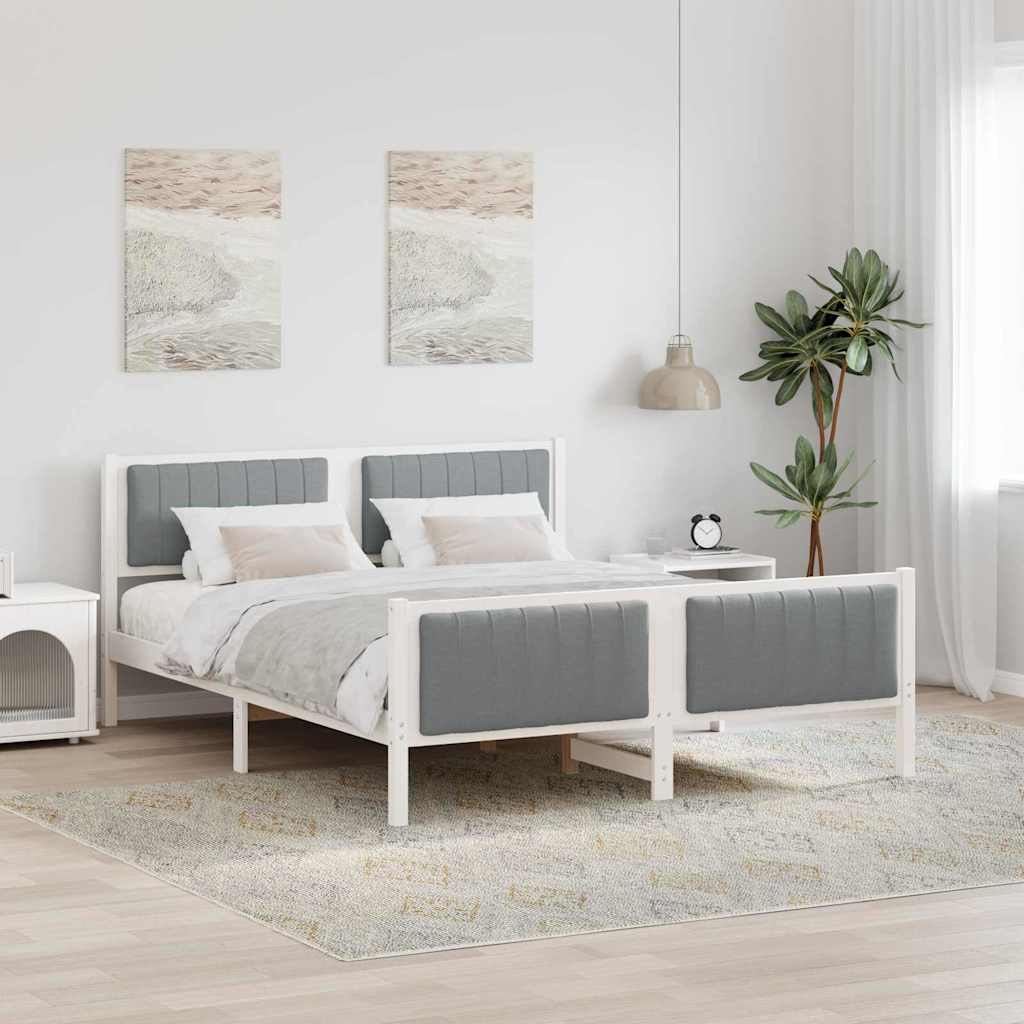 Cadre de lit avec tête de lit Blanc et gris clair 150 x 200 cm - XIOS