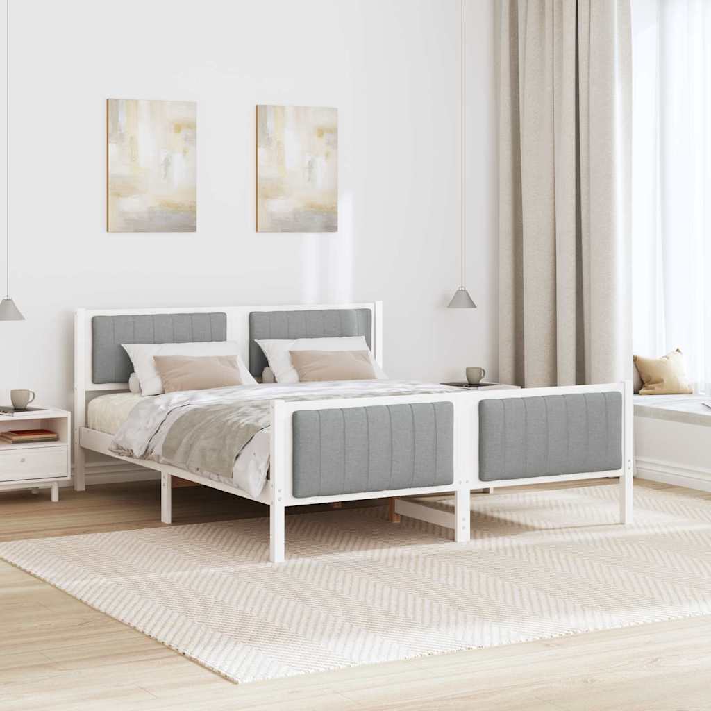 Cadre de lit avec tête de lit Blanc et gris clair 150 x 200 cm - XIOS