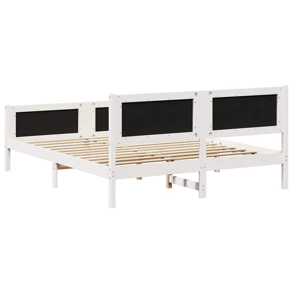 Cadre de lit avec tête de lit Blanc et gris clair 150 x 200 cm - XIOS