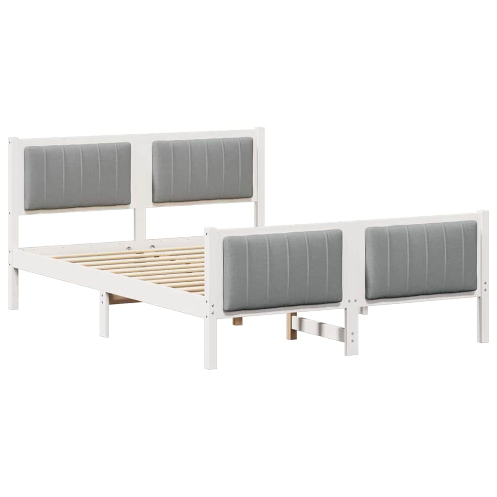 Cadre de lit avec tête de lit Blanc et gris clair 140 x 200 cm - XIOS
