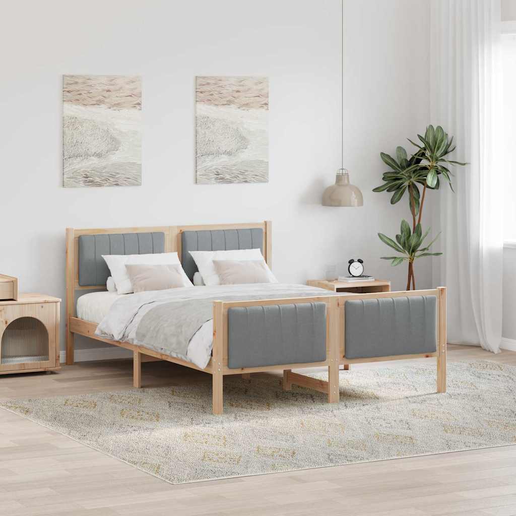 Cadre de lit avec tête de lit Marron et gris clair 140 x 190 cm - XIOS