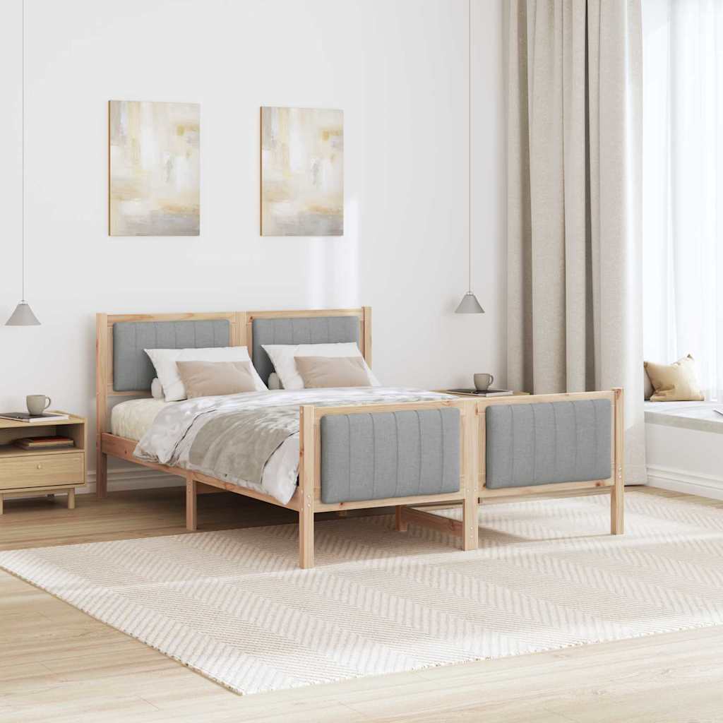 Cadre de lit avec tête de lit Marron et gris clair 140 x 190 cm - XIOS