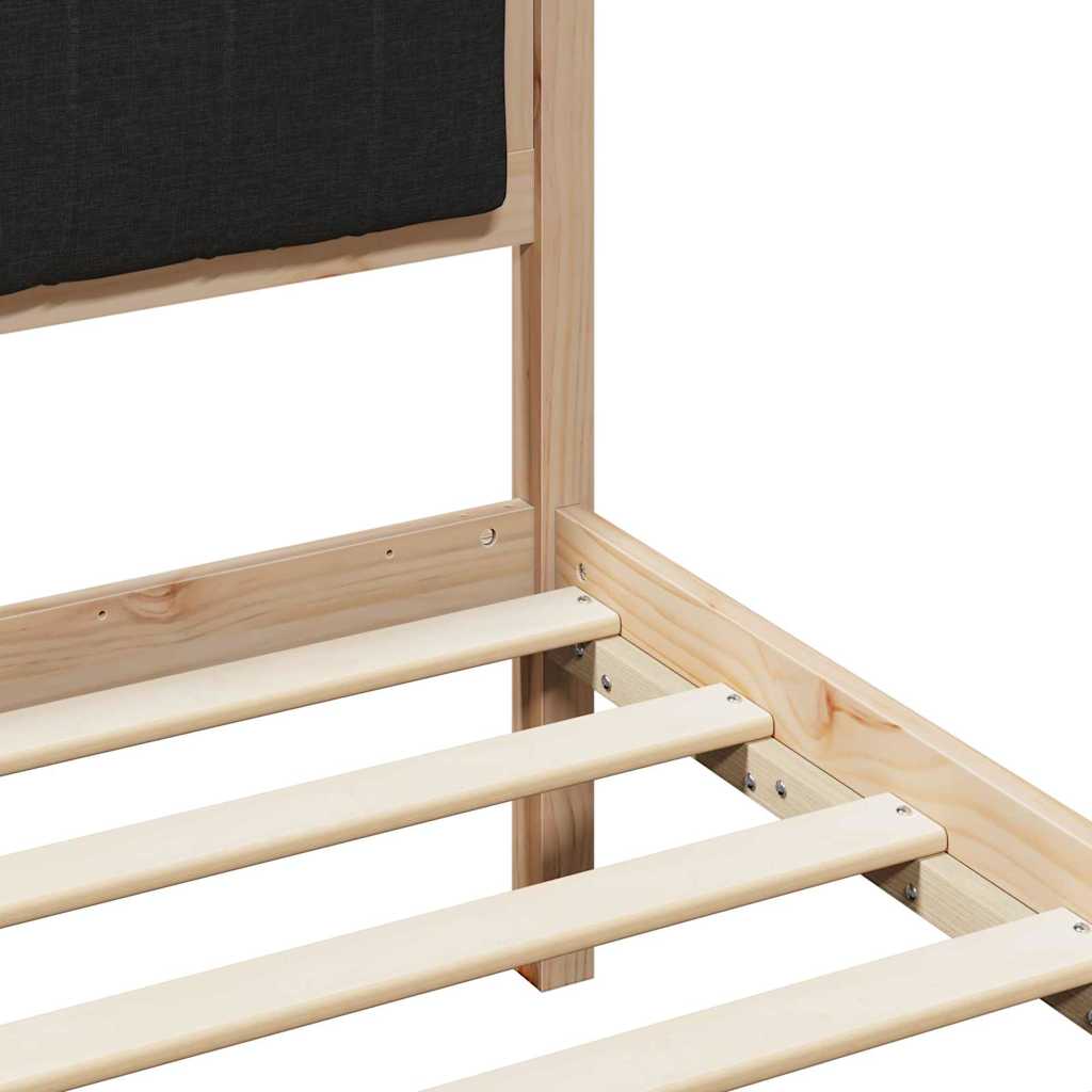 Cadre de lit Marron et noir 140 x 190 cm Bois massif en pin - XIOS