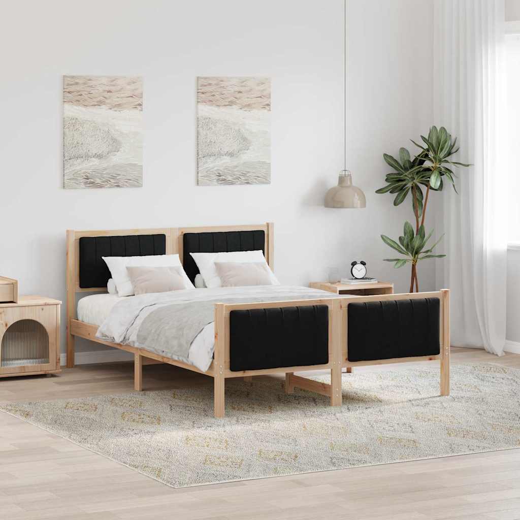 Cadre de lit Marron et noir 140 x 190 cm Bois massif en pin - XIOS