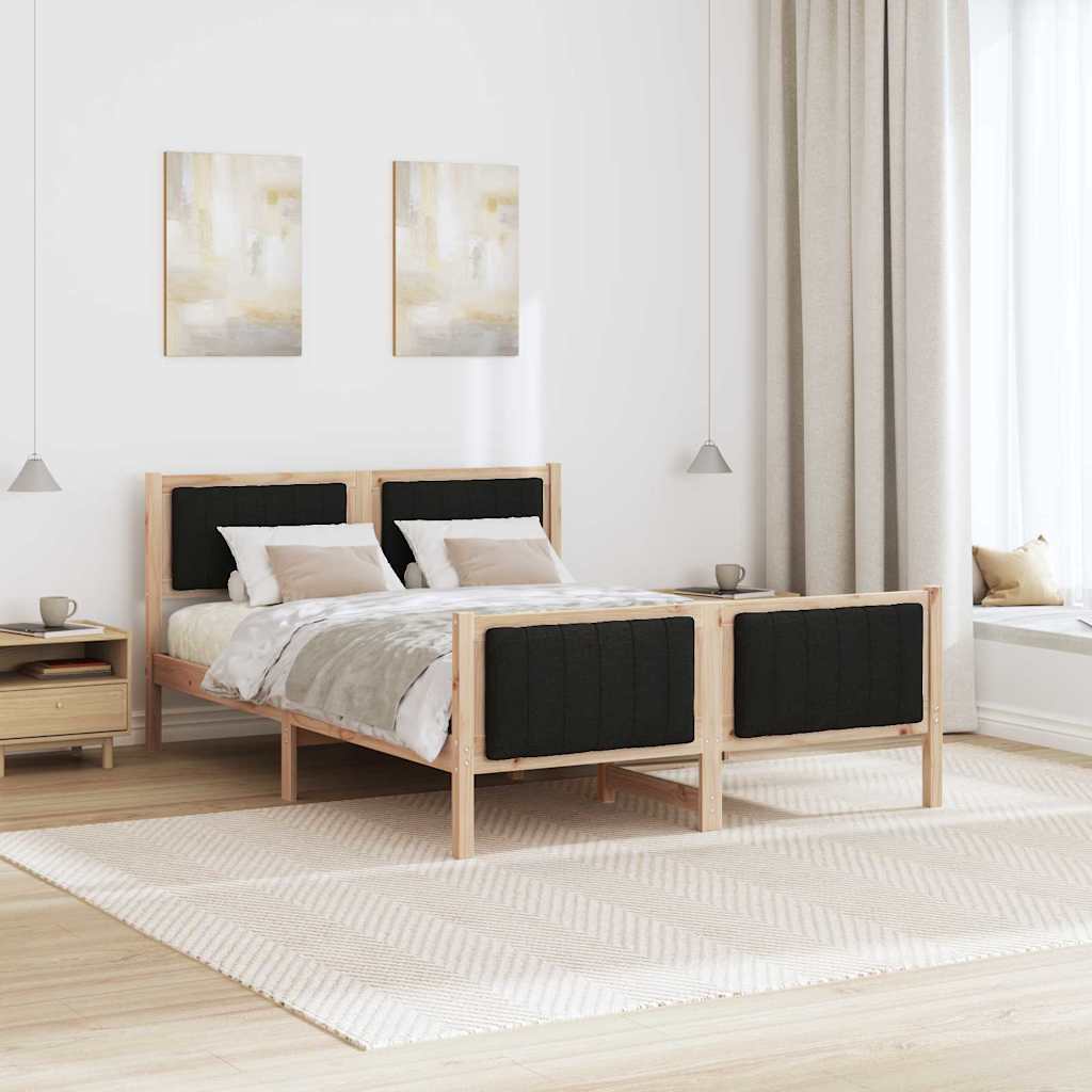 Cadre de lit Marron et noir 140 x 190 cm Bois massif en pin - XIOS