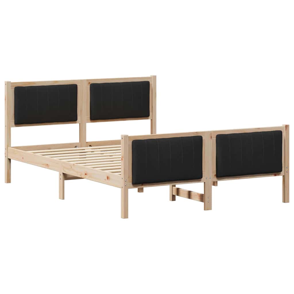 Cadre de lit Marron et noir 140 x 190 cm Bois massif en pin - XIOS