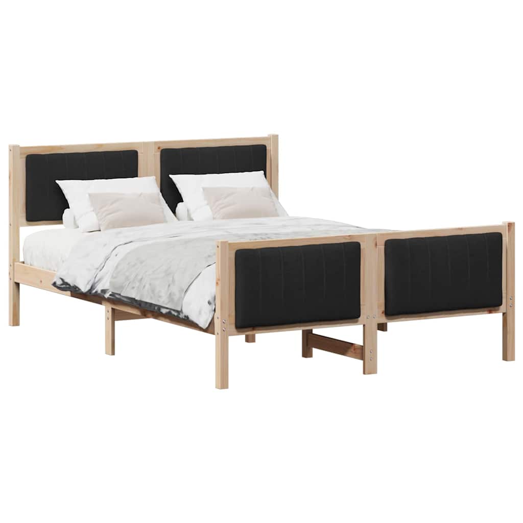 Cadre de lit Marron et noir 140 x 190 cm Bois massif en pin - XIOS