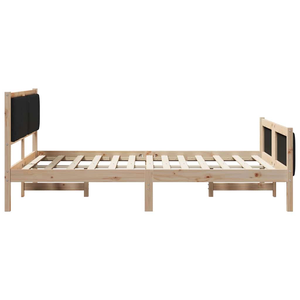 Cadre de lit Marron et noir 140 x 190 cm Bois massif en pin - XIOS
