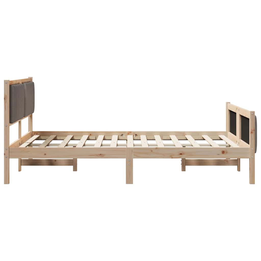 Cadre de lit Marron et taupe 140 x 190 cm Bois massif en pin - XIOS