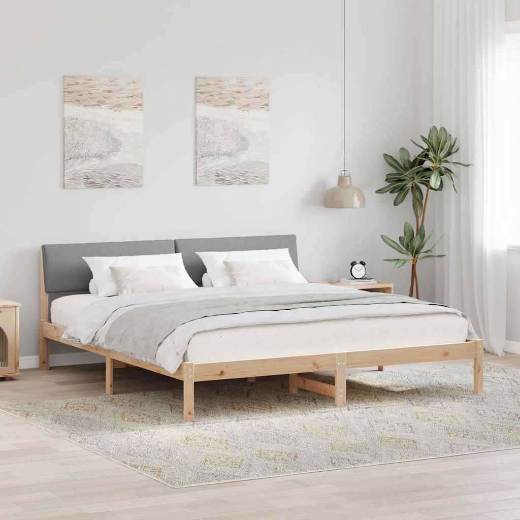 Cadre de lit avec tête de lit Marron et gris clair 200 x 200 cm - XIOS