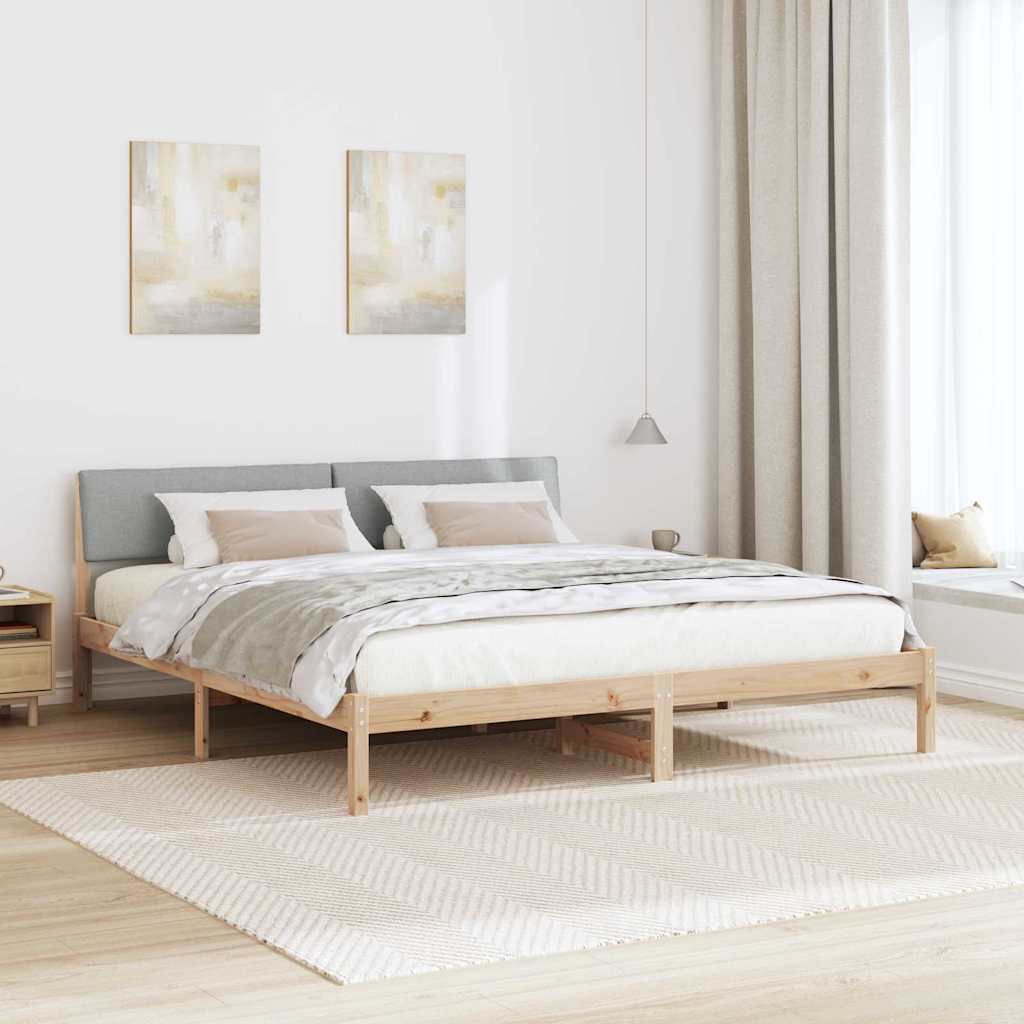 Cadre de lit avec tête de lit Marron et gris clair 200 x 200 cm - XIOS