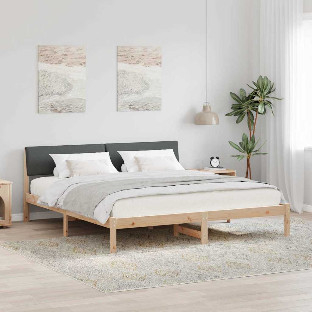 Cadre de lit avec tête de lit marron et gris foncé 200 x 200 cm - XIOS