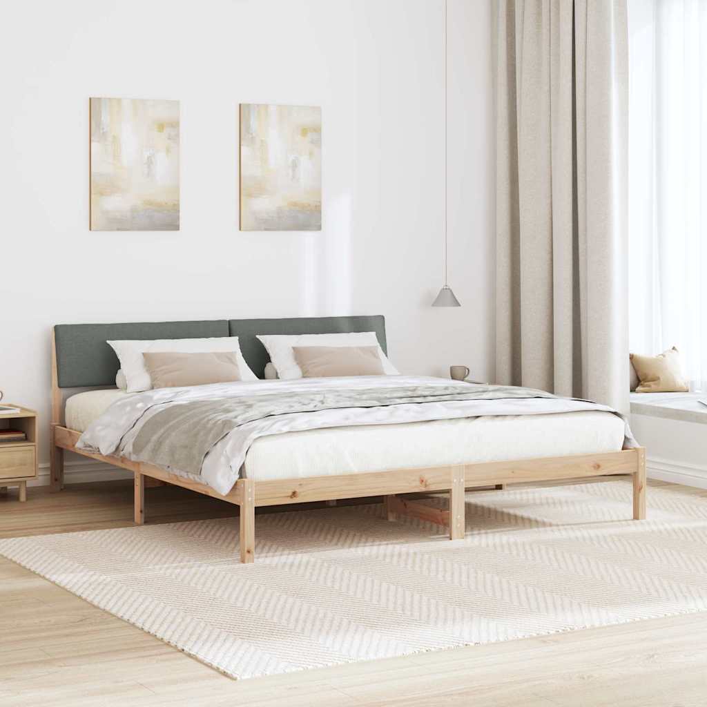 Cadre de lit avec tête de lit marron et gris foncé 200 x 200 cm - XIOS