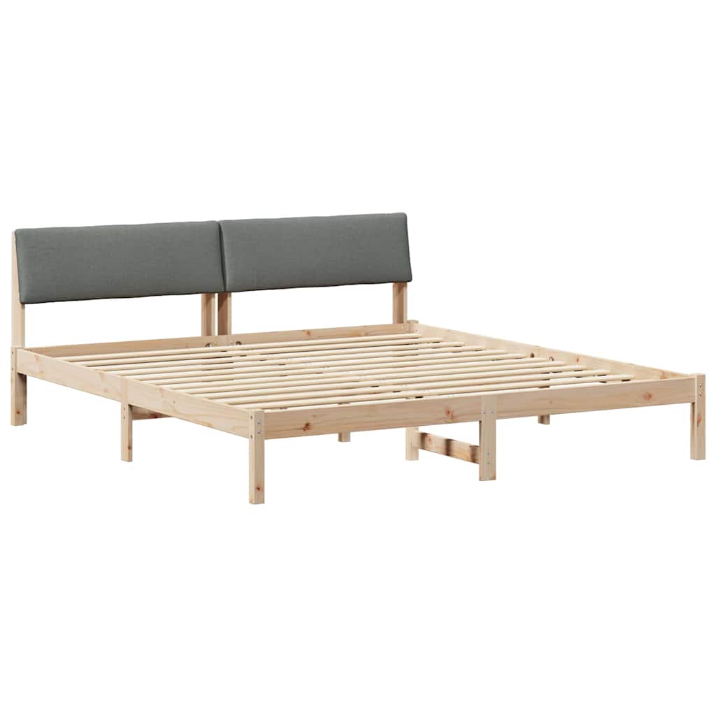 Cadre de lit avec tête de lit marron et gris foncé 200 x 200 cm - XIOS