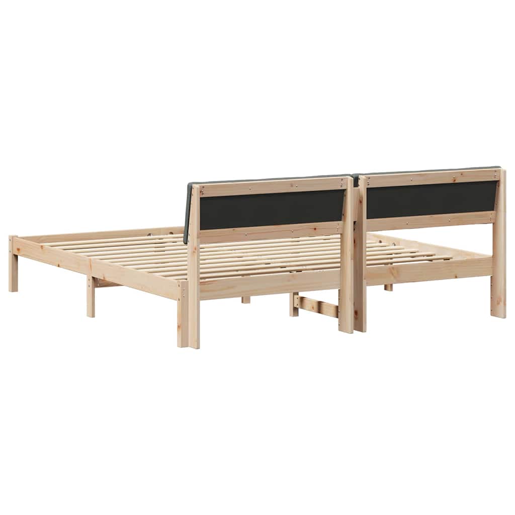Cadre de lit avec tête de lit marron et gris foncé 200 x 200 cm - XIOS