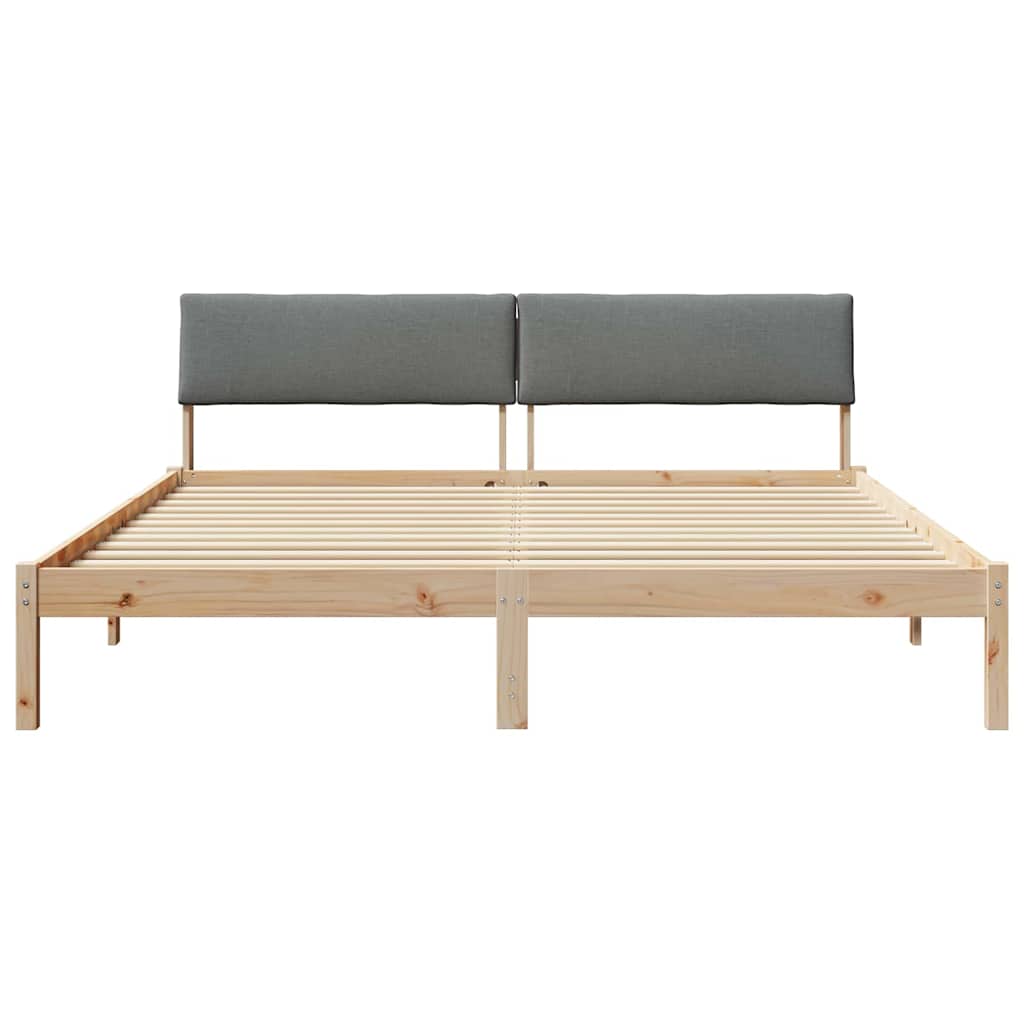 Cadre de lit avec tête de lit marron et gris foncé 200 x 200 cm - XIOS