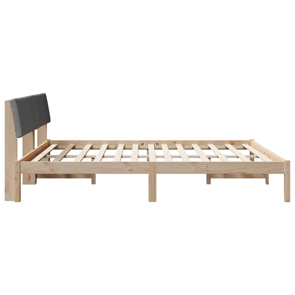 Cadre de lit avec tête de lit marron et gris foncé 200 x 200 cm - XIOS