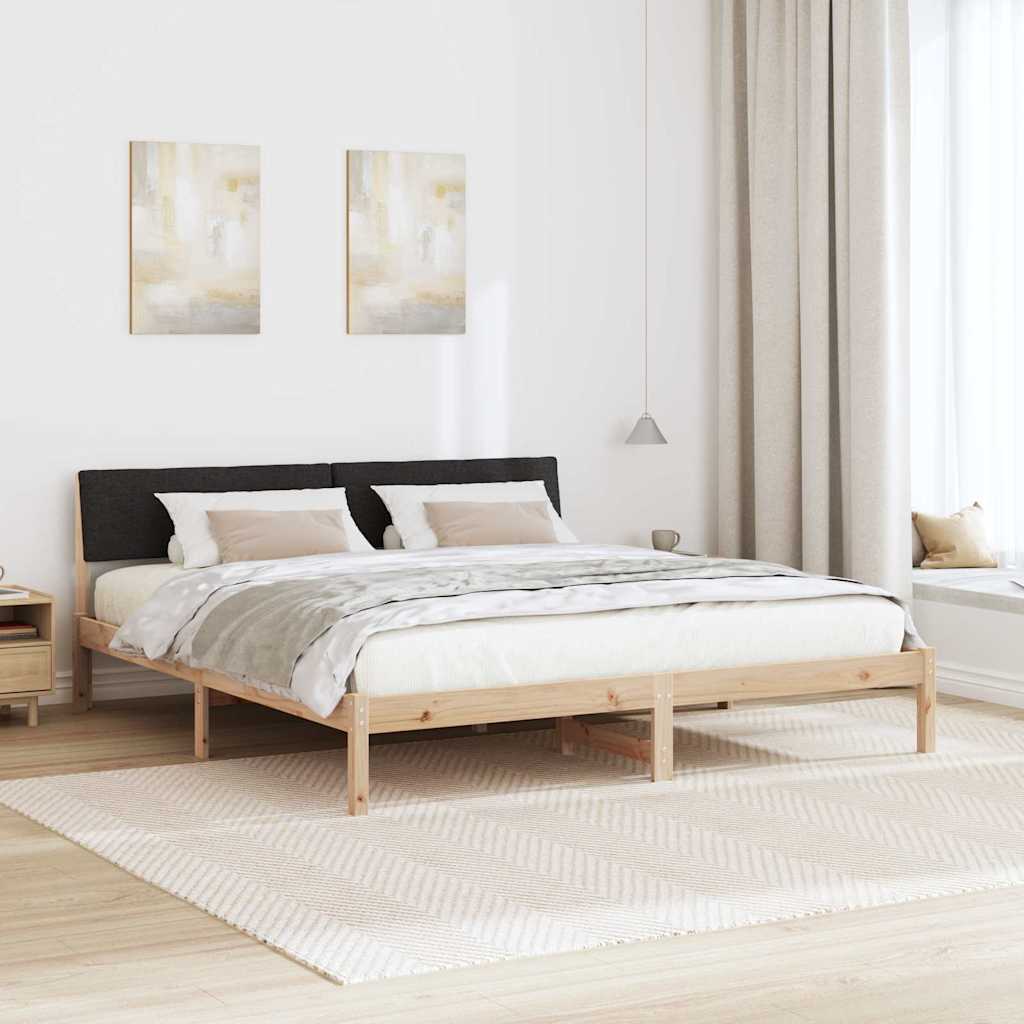 Cadre de lit Marron et noir 200 x 200 cm Bois massif en pin - XIOS