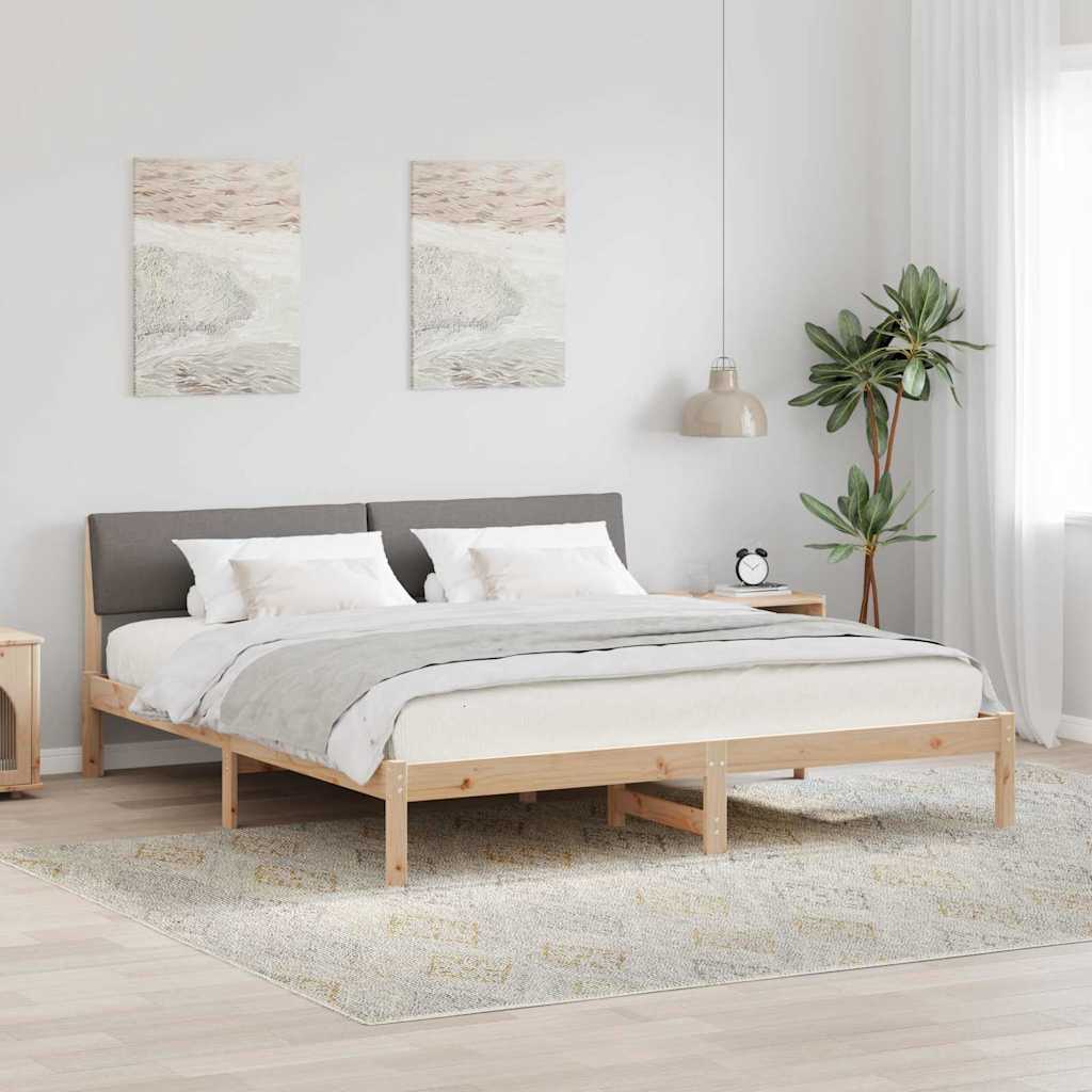 Cadre de lit Marron et taupe 200 x 200 cm Bois massif en pin - XIOS
