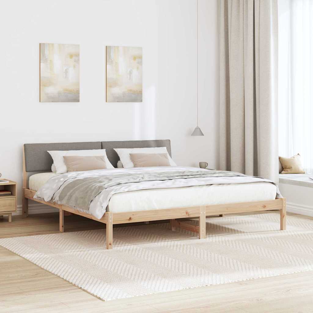 Cadre de lit Marron et taupe 200 x 200 cm Bois massif en pin - XIOS
