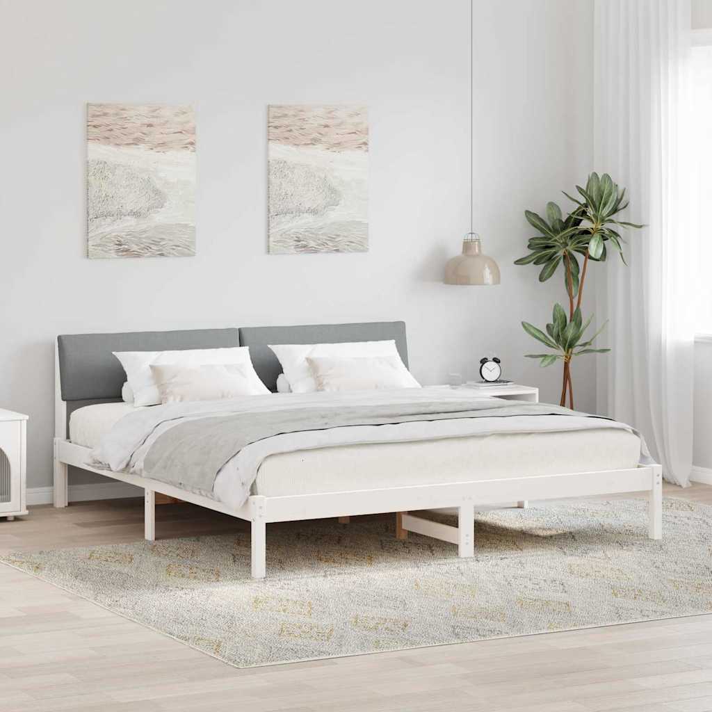 Cadre de lit avec tête de lit Blanc et gris clair 200 x 200 cm - XIOS