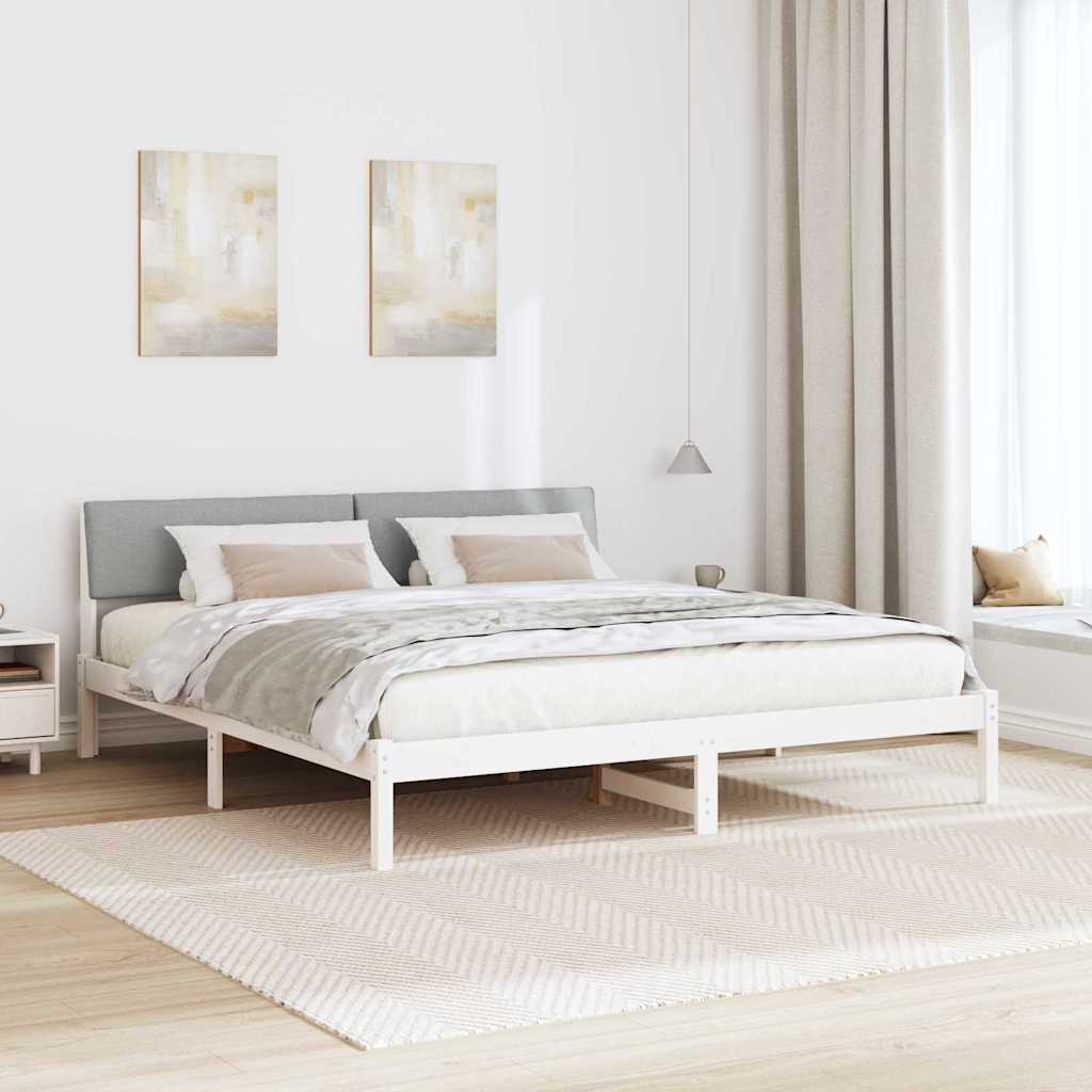 Cadre de lit avec tête de lit Blanc et gris clair 200 x 200 cm - XIOS