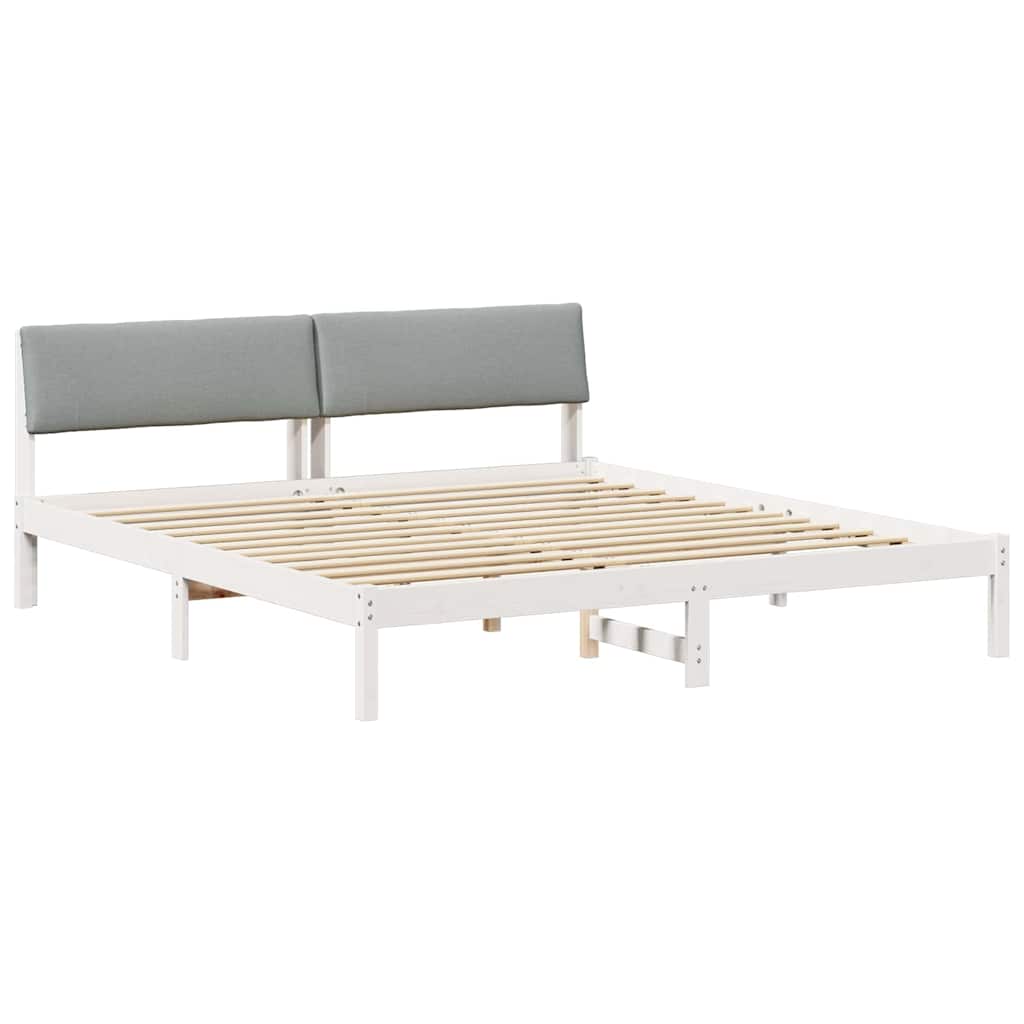 Cadre de lit avec tête de lit Blanc et gris clair 200 x 200 cm - XIOS