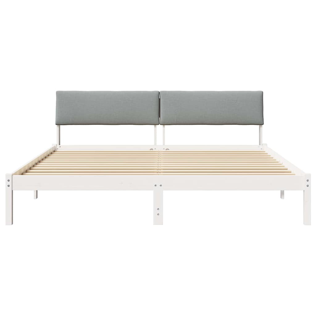 Cadre de lit avec tête de lit Blanc et gris clair 200 x 200 cm - XIOS