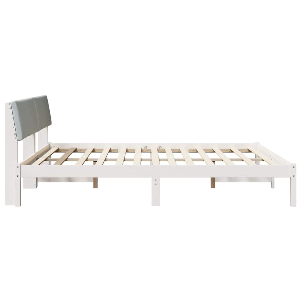 Cadre de lit avec tête de lit Blanc et gris clair 200 x 200 cm - XIOS